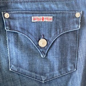 Hudson Skinny Jeans with flap pocket closure